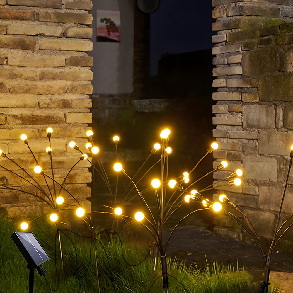 2 - Pack LED Solar Firefly Garden Lights Swaying Starburst Outdoor Landscape Lighting