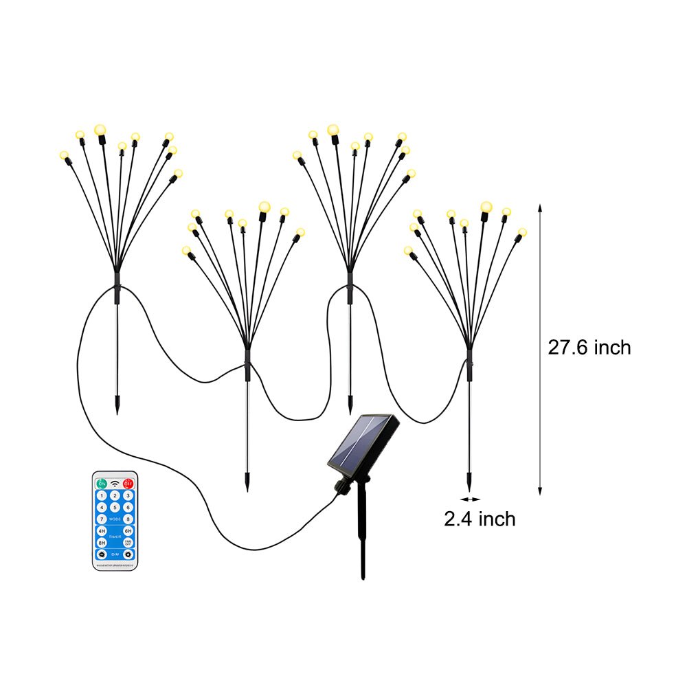 2 - Pack LED Solar Firefly Garden Lights Swaying Starburst Outdoor Landscape Lighting