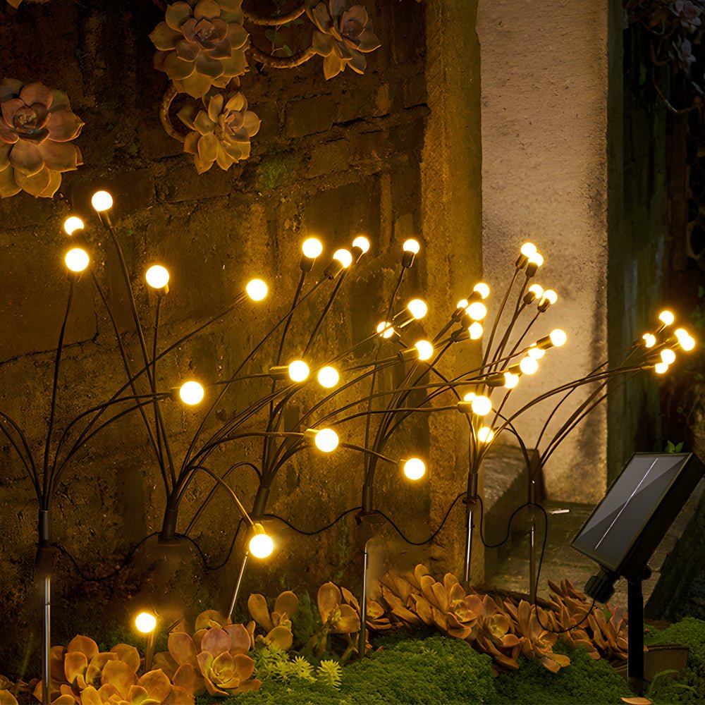 2 - Pack LED Solar Firefly Garden Lights Swaying Starburst Outdoor Landscape Lighting