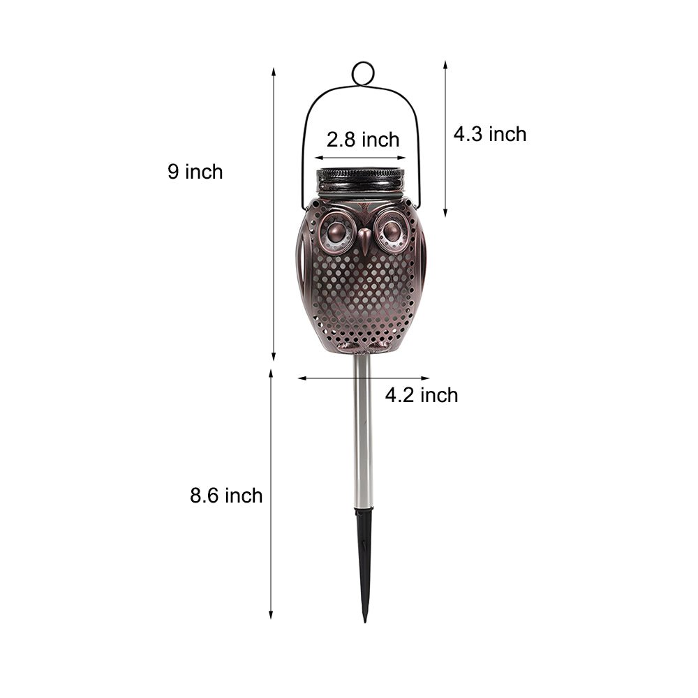 2 - Pack Owl - Shaped Solar Garden Lights with Flickering Flame Effect