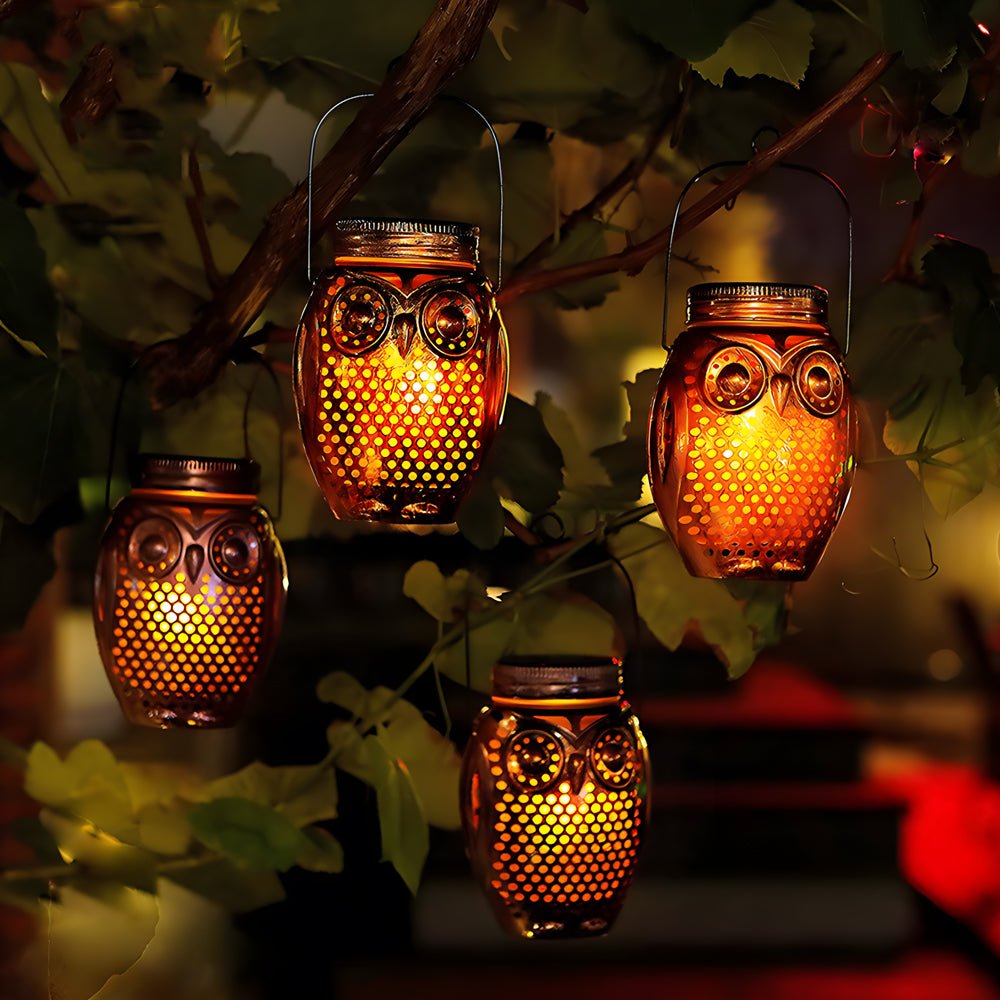2 - Pack Owl - Shaped Solar Garden Lights with Flickering Flame Effect
