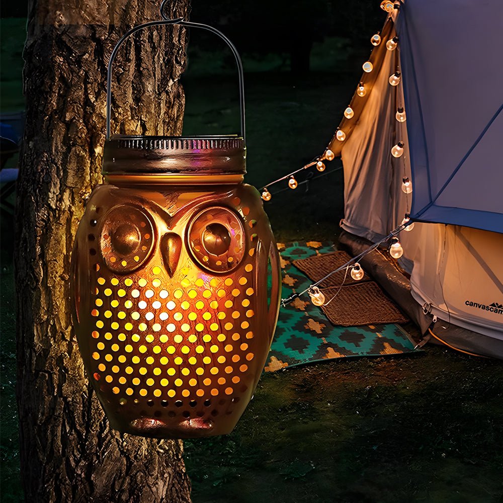 2 - Pack Owl - Shaped Solar Garden Lights with Flickering Flame Effect