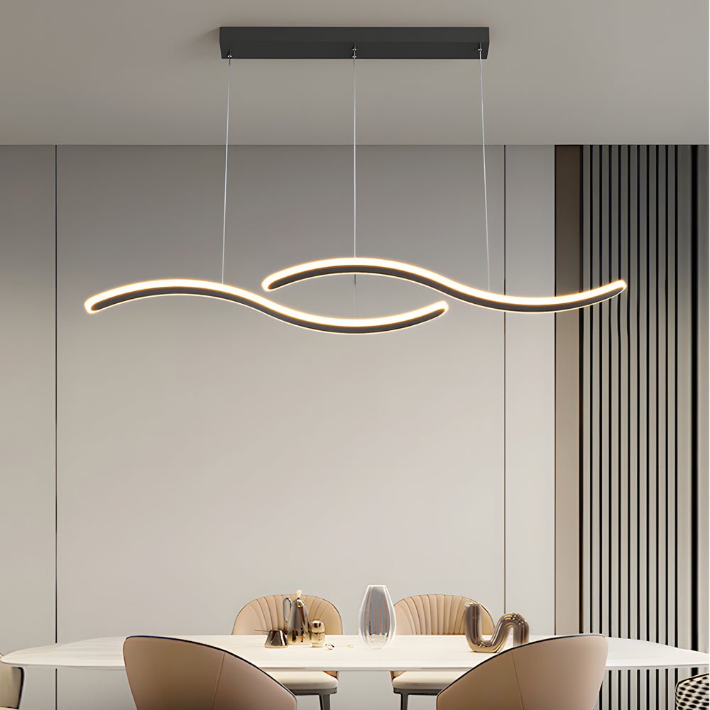 2 - Wavy Line LED Dining Room Pendant Light - 3 - Step Dimming