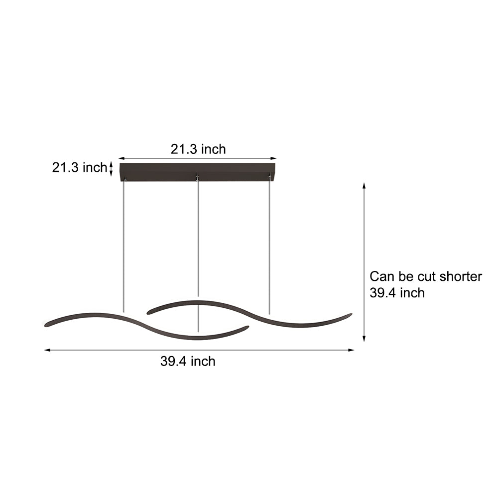 2 - Wavy Line LED Dining Room Pendant Light - 3 - Step Dimming