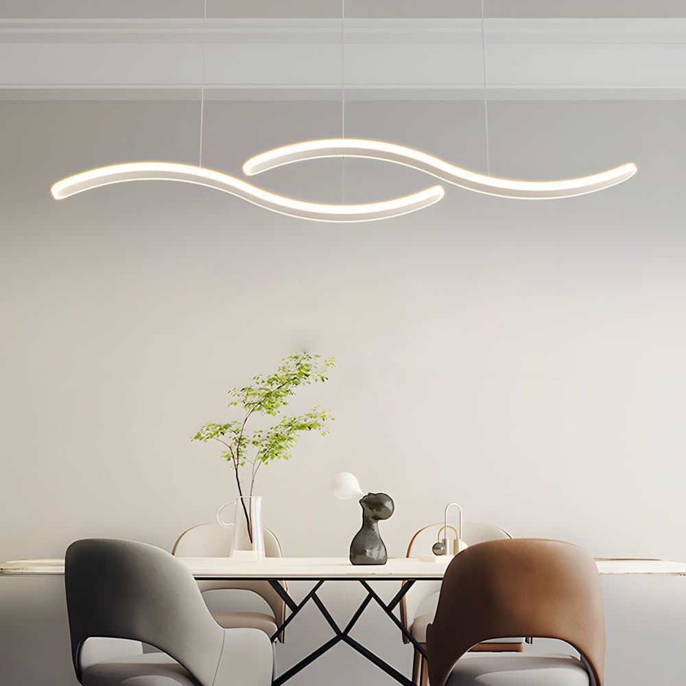 2 - Wavy Line LED Dining Room Pendant Light - 3 - Step Dimming