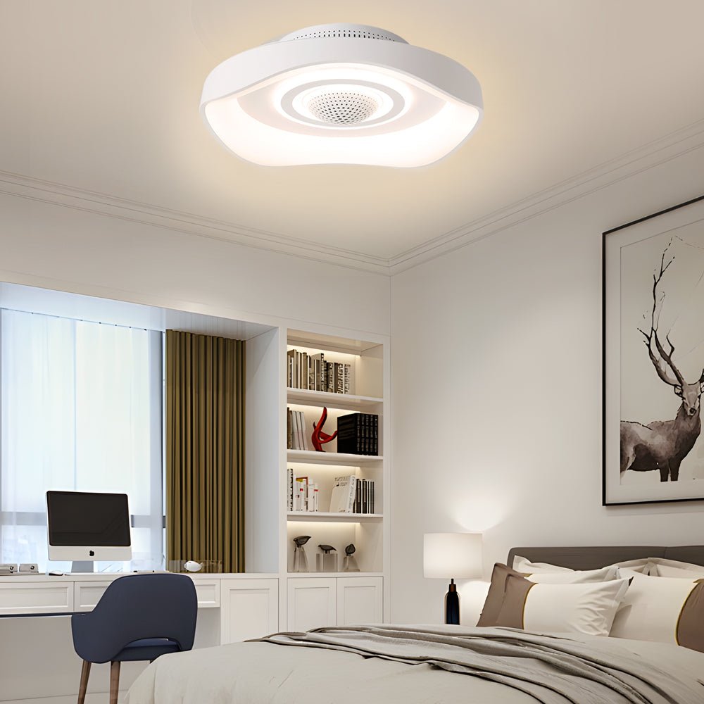 20'' Modern Round Bladeless Ceiling Fan with Dimmable LED Light