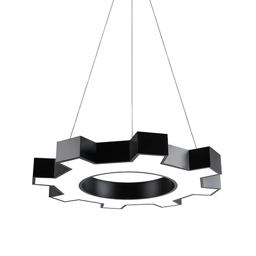 Chandelier Black Modern Industrial Gear-Shaped LED Ceiling Light