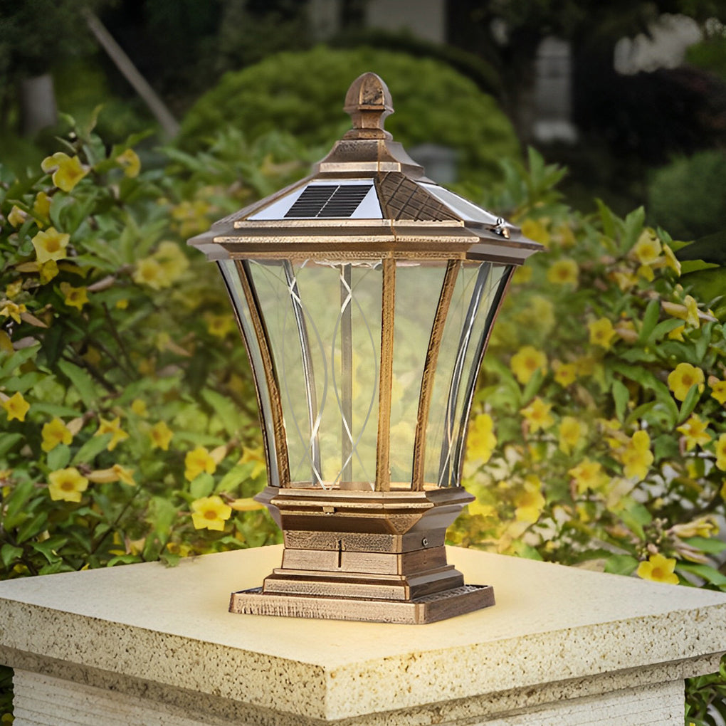 Vintage Waterproof LED Retro Solar Fence Post Lights With Remote Control