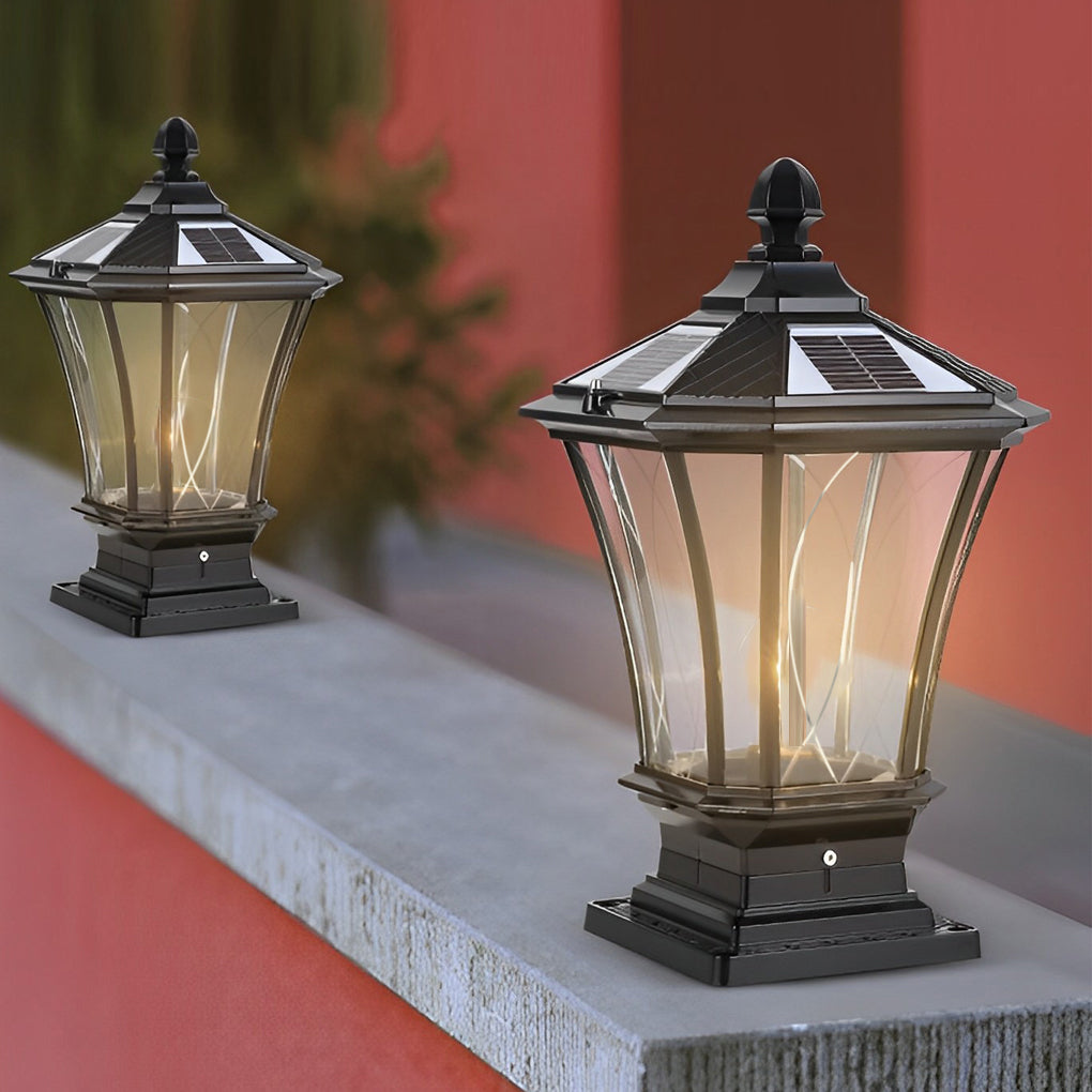 Vintage Waterproof LED Retro Solar Fence Post Lights With Remote Control