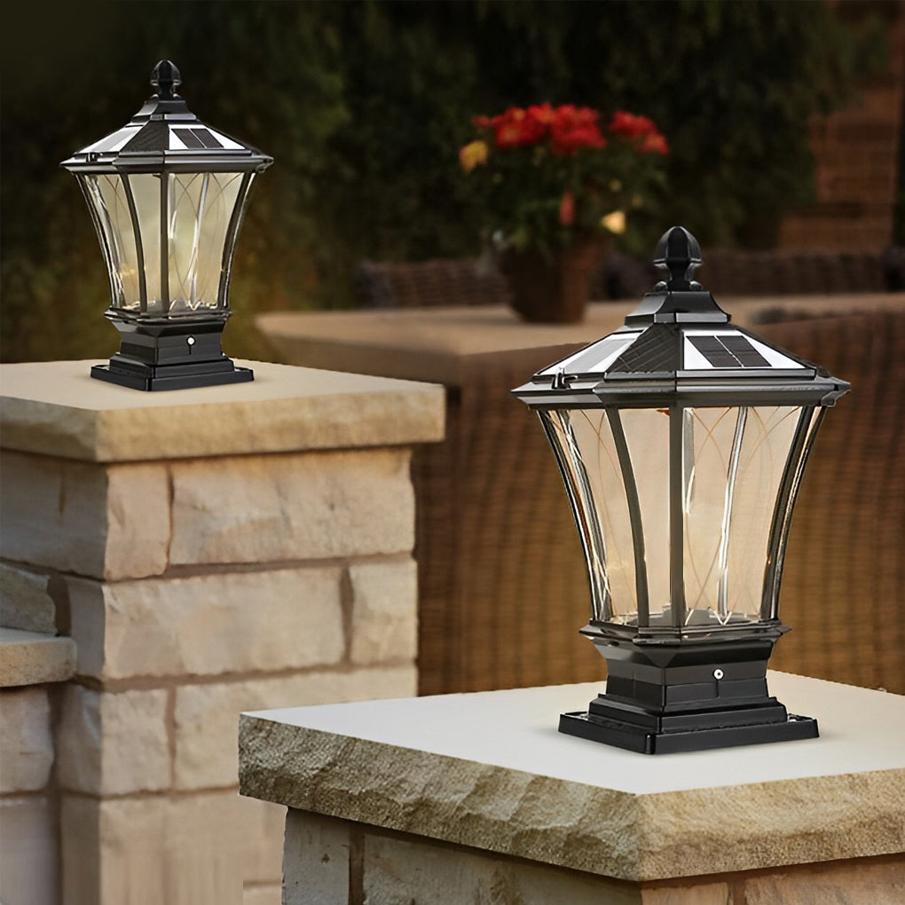 Vintage Waterproof LED Retro Solar Fence Post Lights With Remote Control