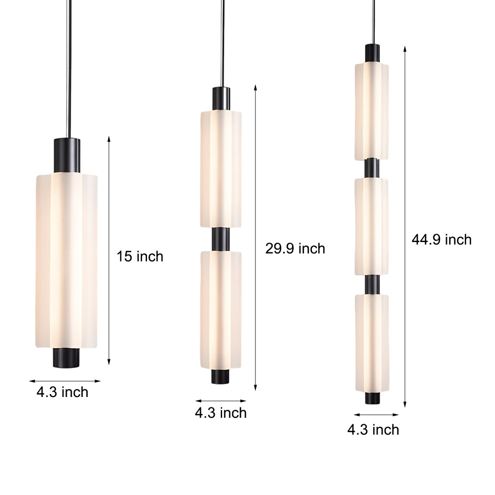 1/2/3 Heads Acrylic Cylinder Pendant Lights: Modern Hanging Lamp in Gold/Black