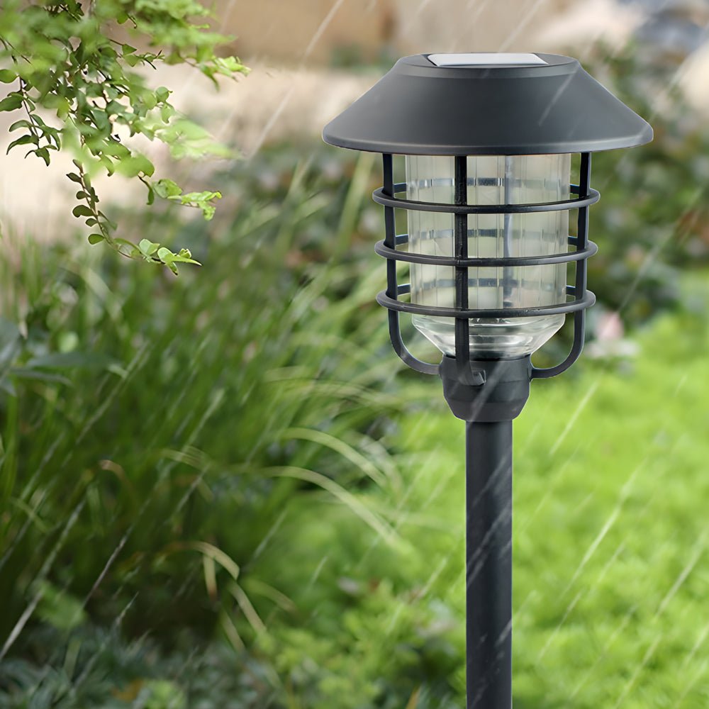 22.8 - inch Solar Pathway Lights with Hat Top and Wire - Circled Lampshade