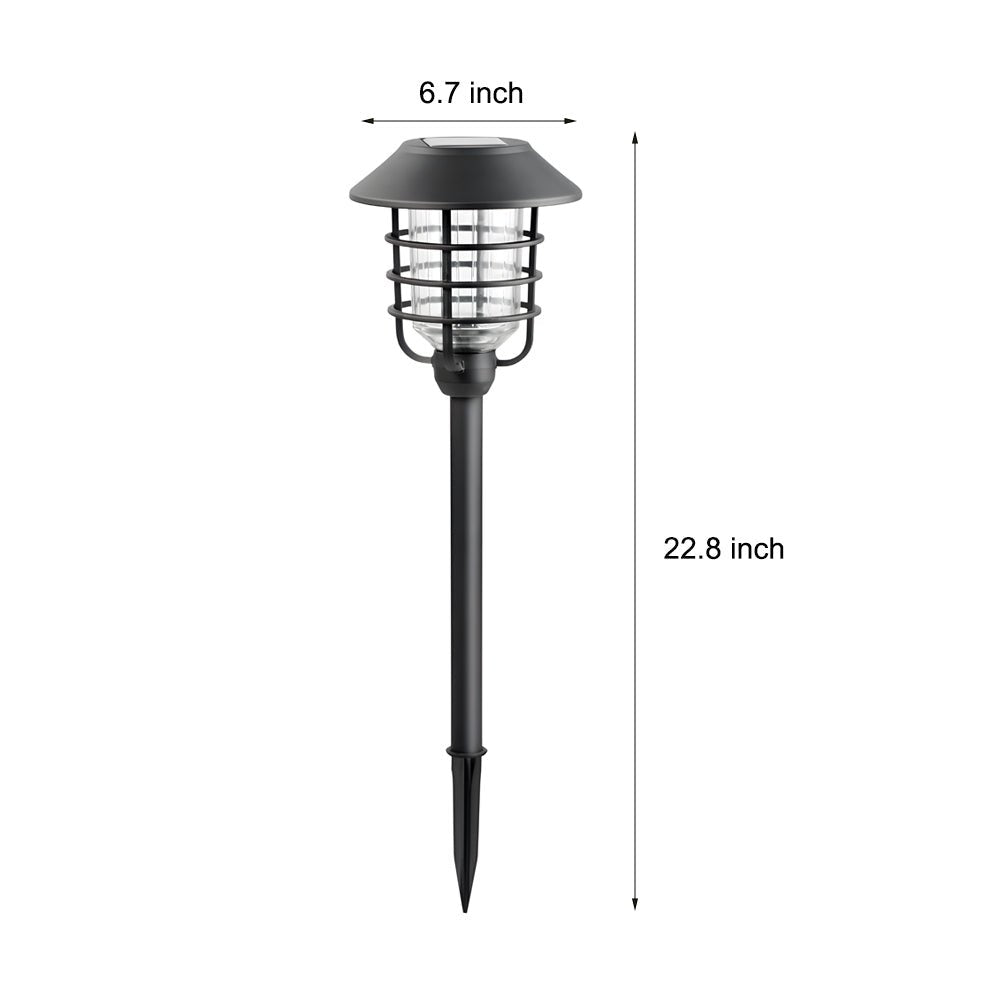 22.8 - inch Solar Pathway Lights with Hat Top and Wire - Circled Lampshade