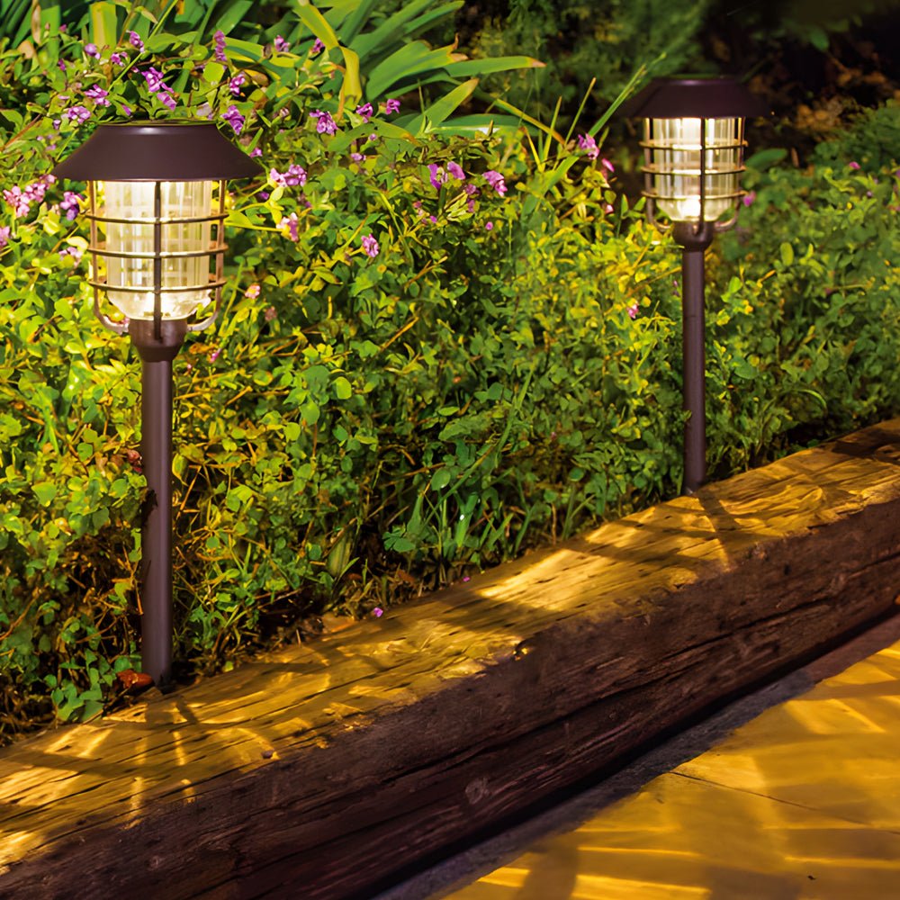 22.8 - inch Solar Pathway Lights with Hat Top and Wire - Circled Lampshade