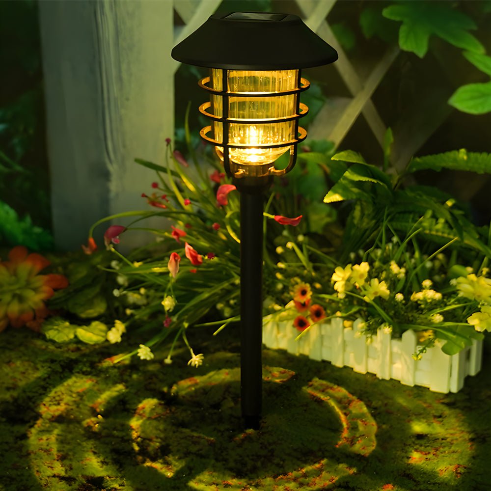 22.8 - inch Solar Pathway Lights with Hat Top and Wire - Circled Lampshade