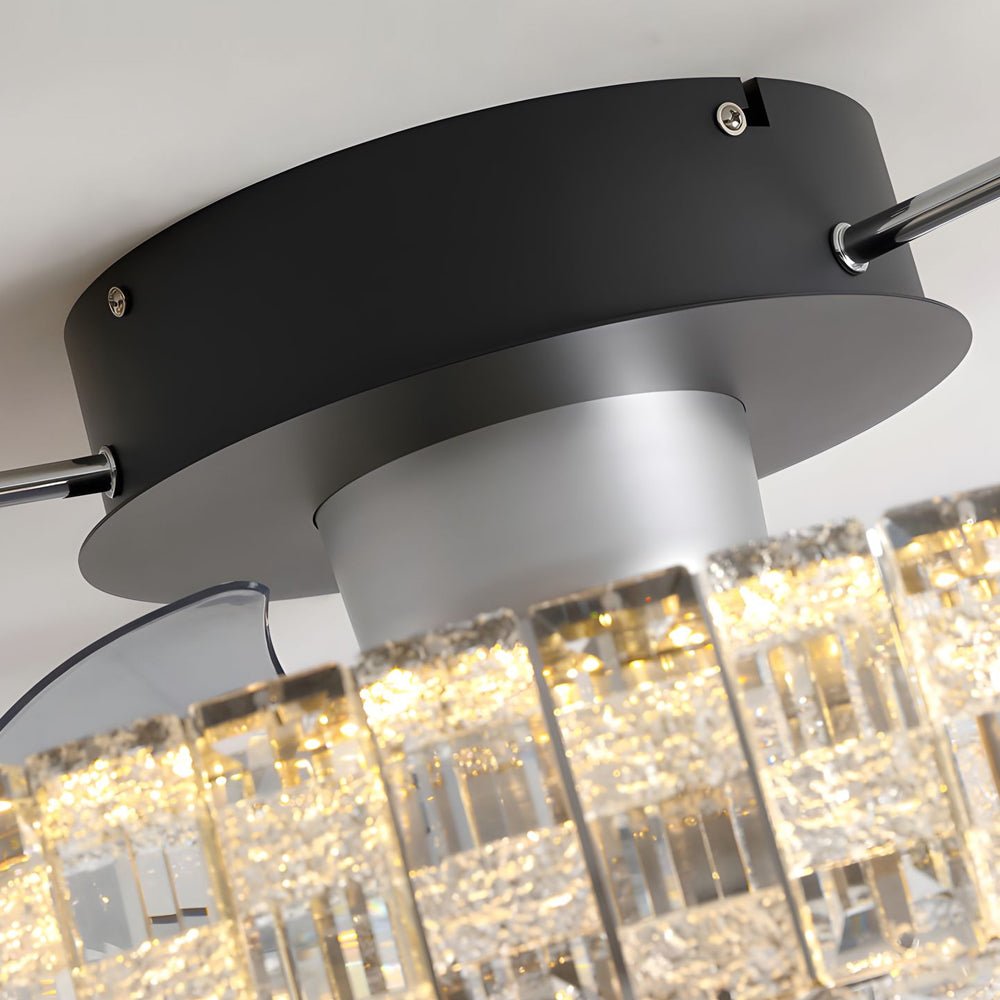 23.6 - in Crystal LED Lighting Semi - Enclosed Low Profile Ceiling Fan