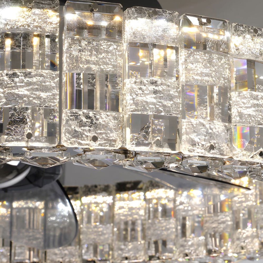 23.6 - in Crystal LED Lighting Semi - Enclosed Low Profile Ceiling Fan