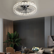 23.6 - in Crystal LED Lighting Semi - Enclosed Low Profile Ceiling Fan