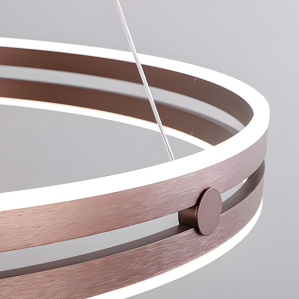 23.6 - in Double Wheel Chandelier Modern LED Pendant Light, Black/Gold/Brown