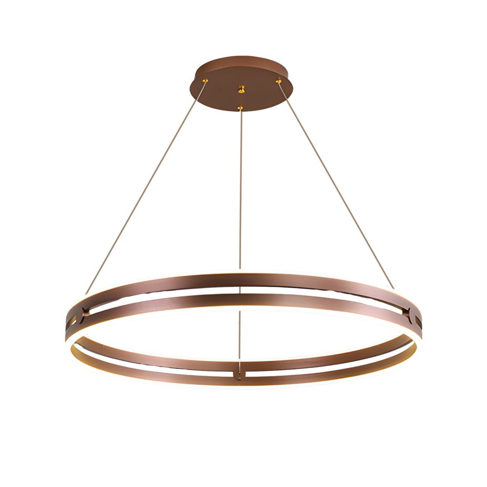 23.6 - in Double Wheel Chandelier Modern LED Pendant Light, Black/Gold/Brown