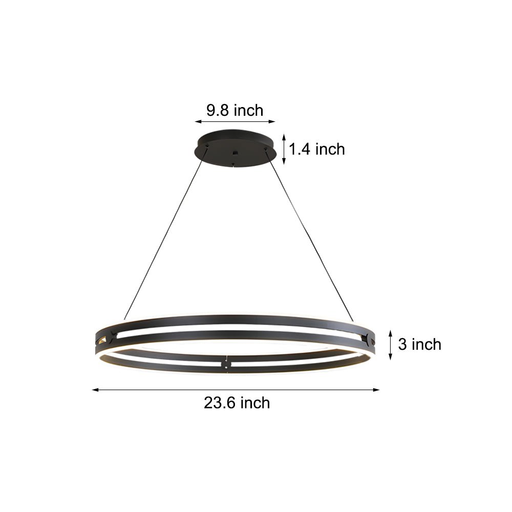23.6 - in Double Wheel Chandelier Modern LED Pendant Light, Black/Gold/Brown