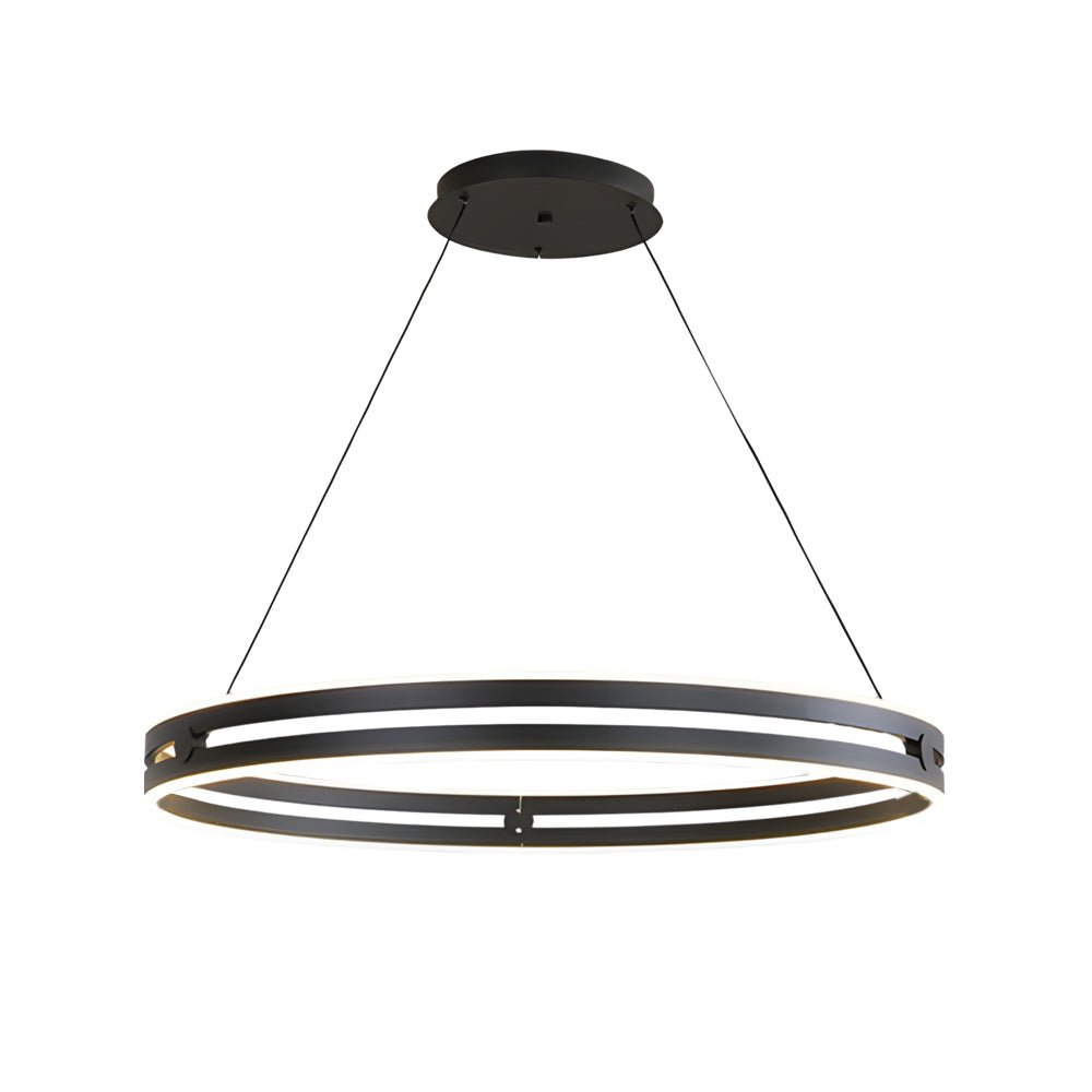23.6 - in Double Wheel Chandelier Modern LED Pendant Light, Black/Gold/Brown