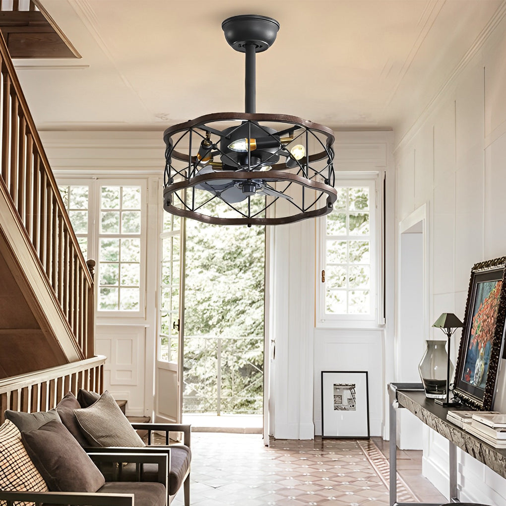 Retro Three Step Dimming LED Mute Bladeless Ceiling Fans with Remote - Dazuma