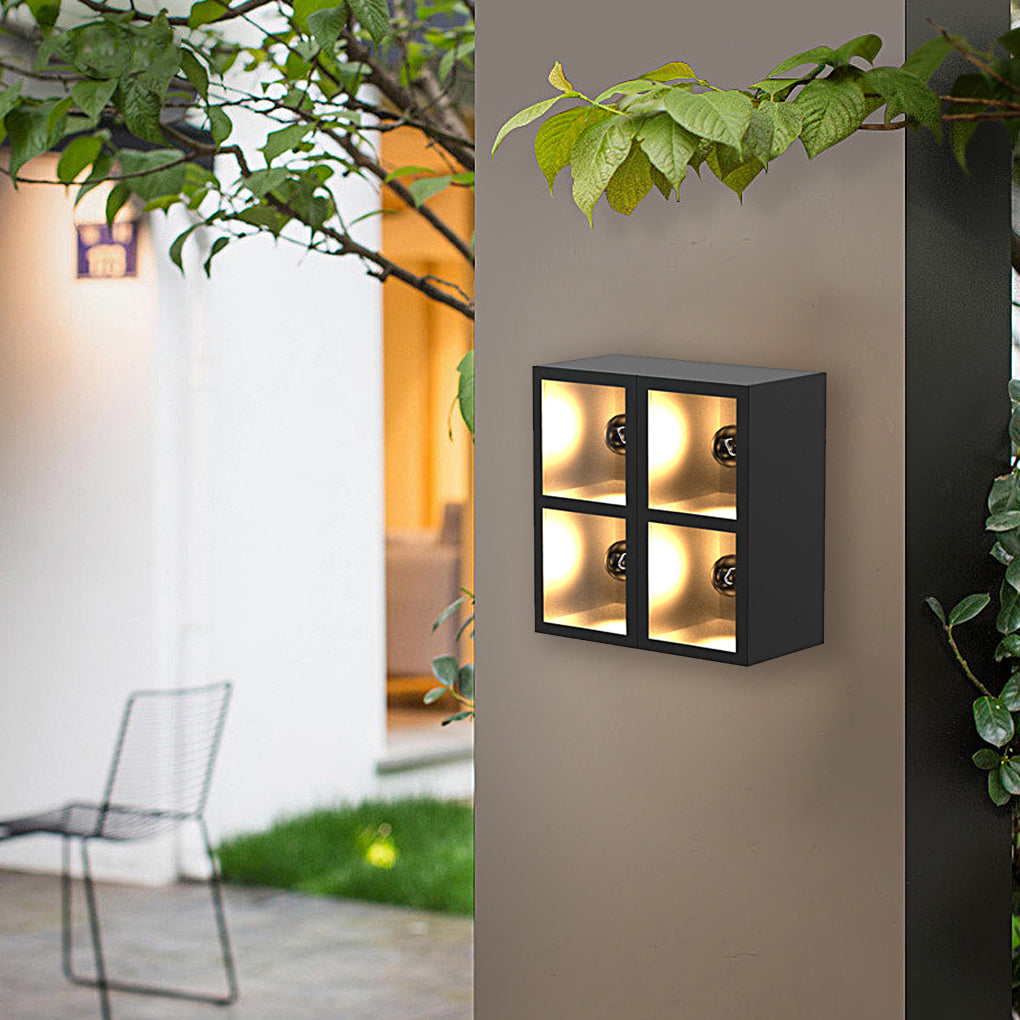 Waterproof Creative Square Combination LED Black Wall Lamp with Flowerpot - Dazuma