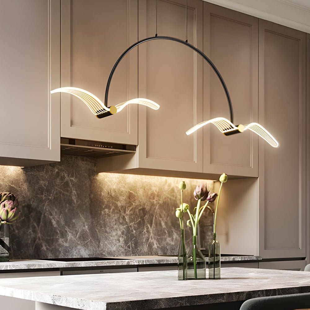 2/4 - Light Modern LED Acrylic Seagull Linear Chandelier for Dining