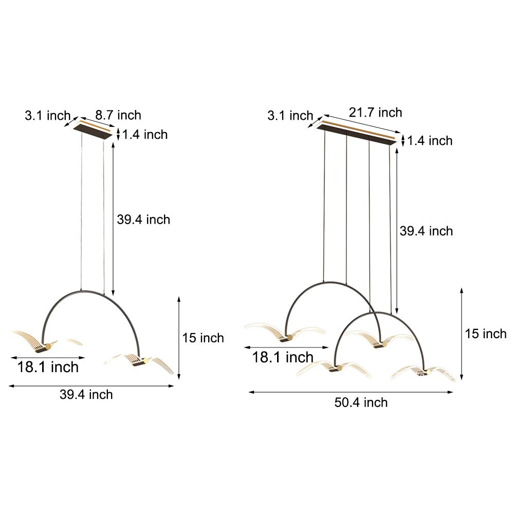 2/4 - Light Modern LED Acrylic Seagull Linear Chandelier for Dining