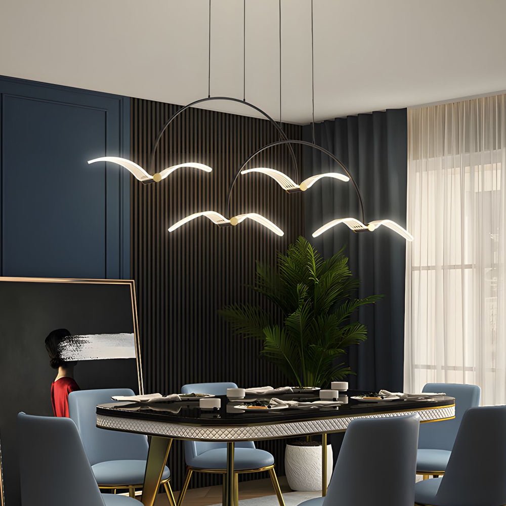 2/4 - Light Modern LED Acrylic Seagull Linear Chandelier for Dining