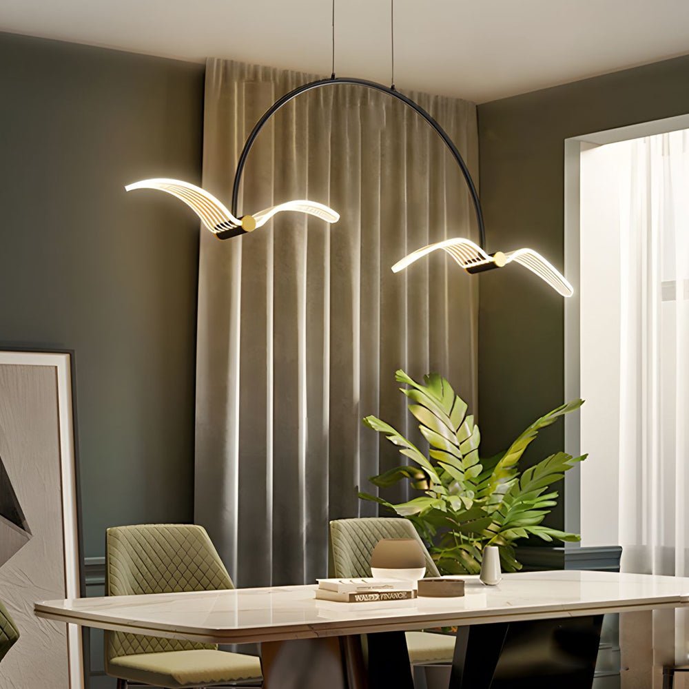 2/4 - Light Modern LED Acrylic Seagull Linear Chandelier for Dining