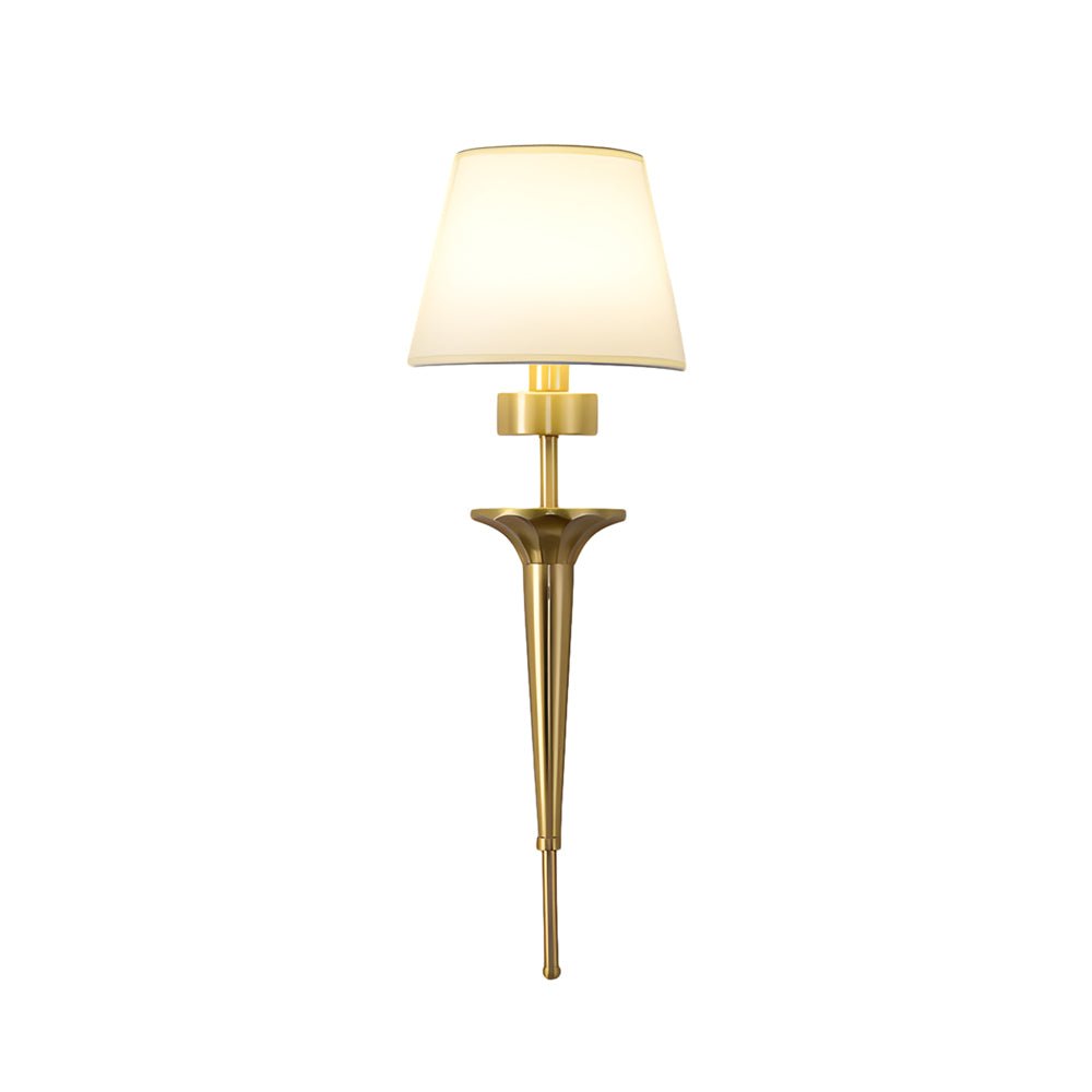 25.98 - In H. Gold/Black Copper 1 - Light American Wall Sconce with Fabric Shade