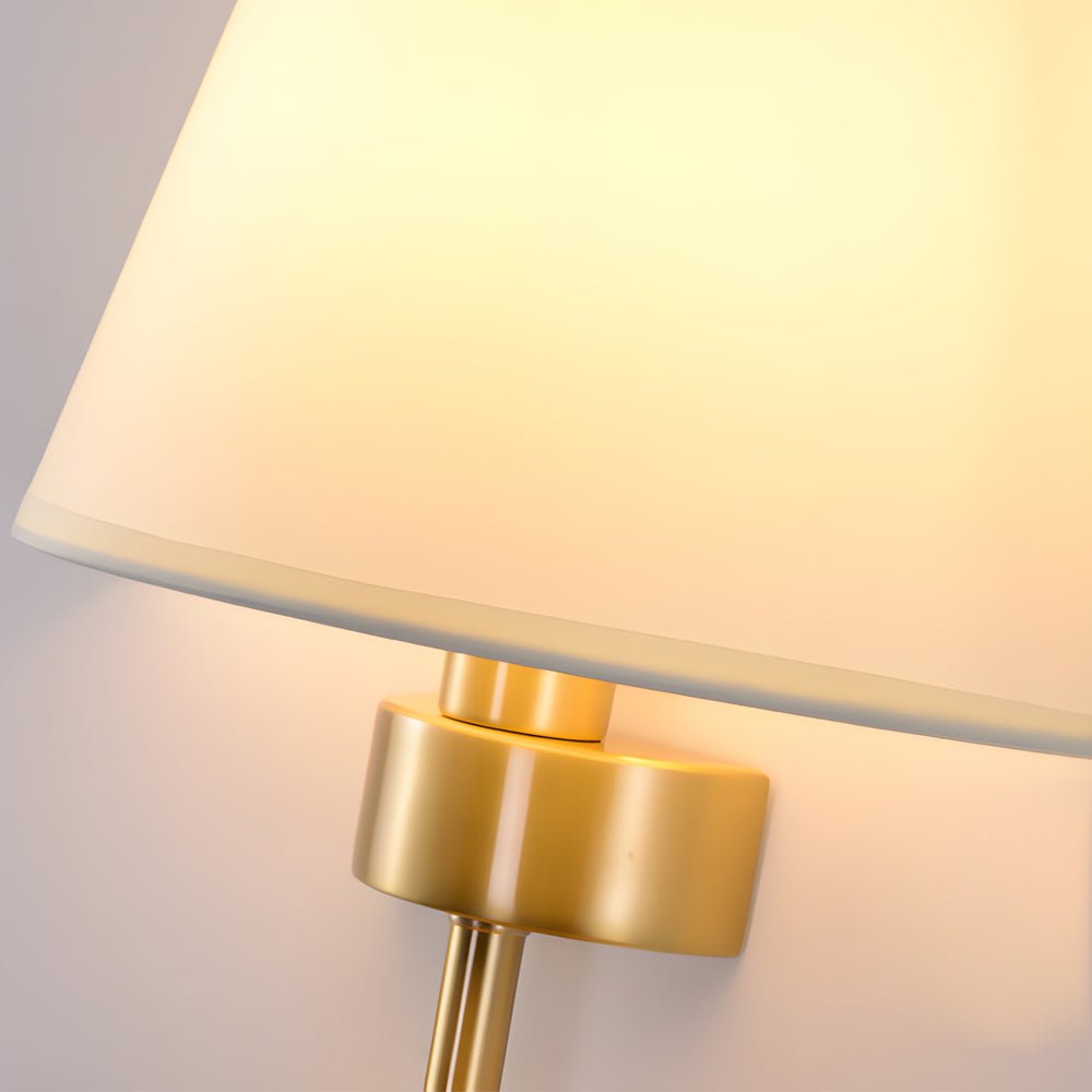 25.98 - In H. Gold/Black Copper 1 - Light American Wall Sconce with Fabric Shade