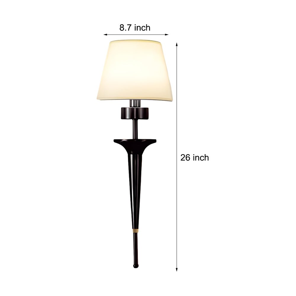 25.98 - In H. Gold/Black Copper 1 - Light American Wall Sconce with Fabric Shade