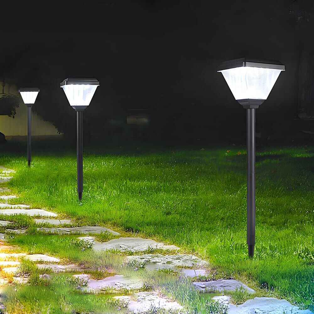 Path Light Posts 27.6-Inch H Modern Black LED Solar Pathway Post Light - Dazuma