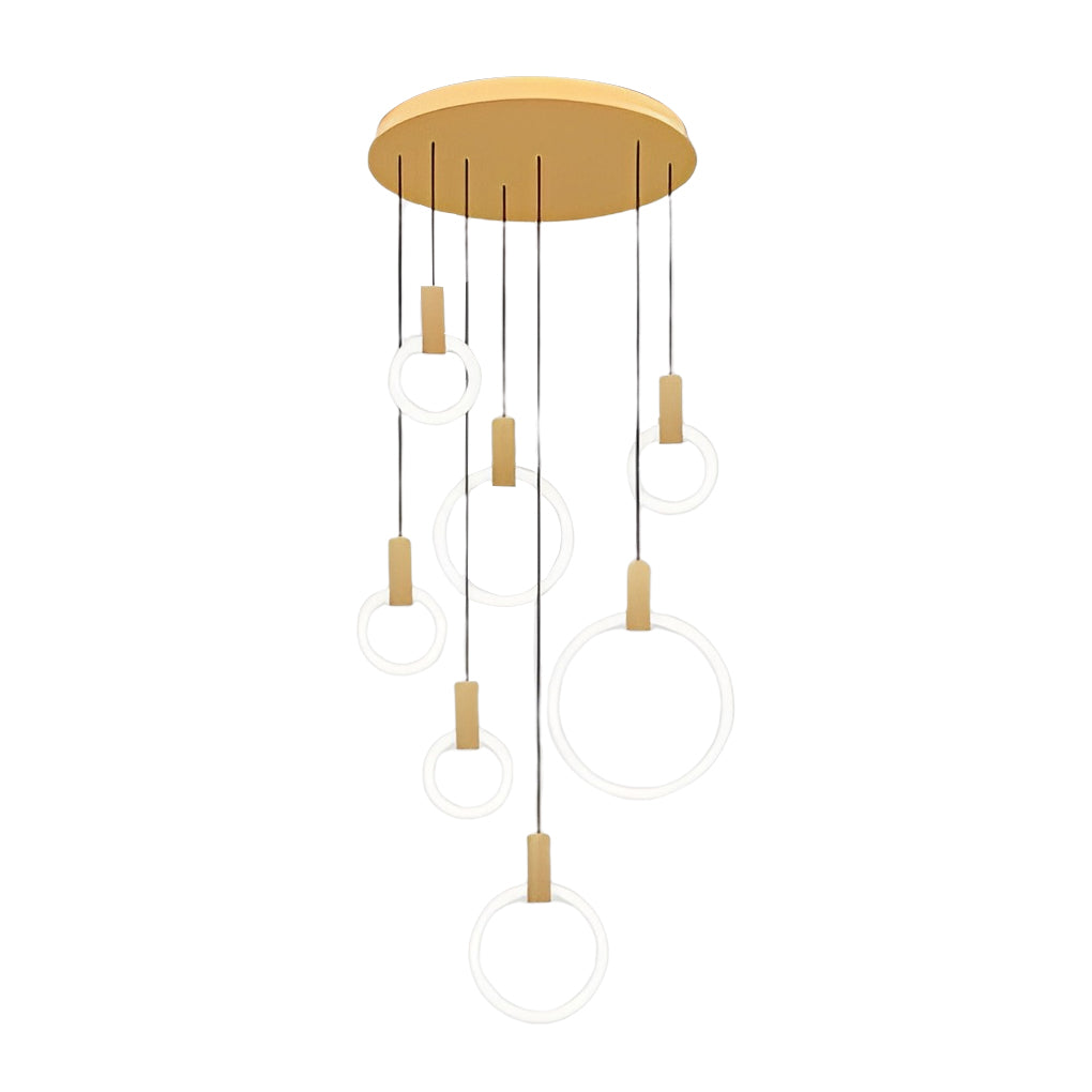 Minimalist Rings Stepless Dimming LED Nordic Duplex Stair Chandelier