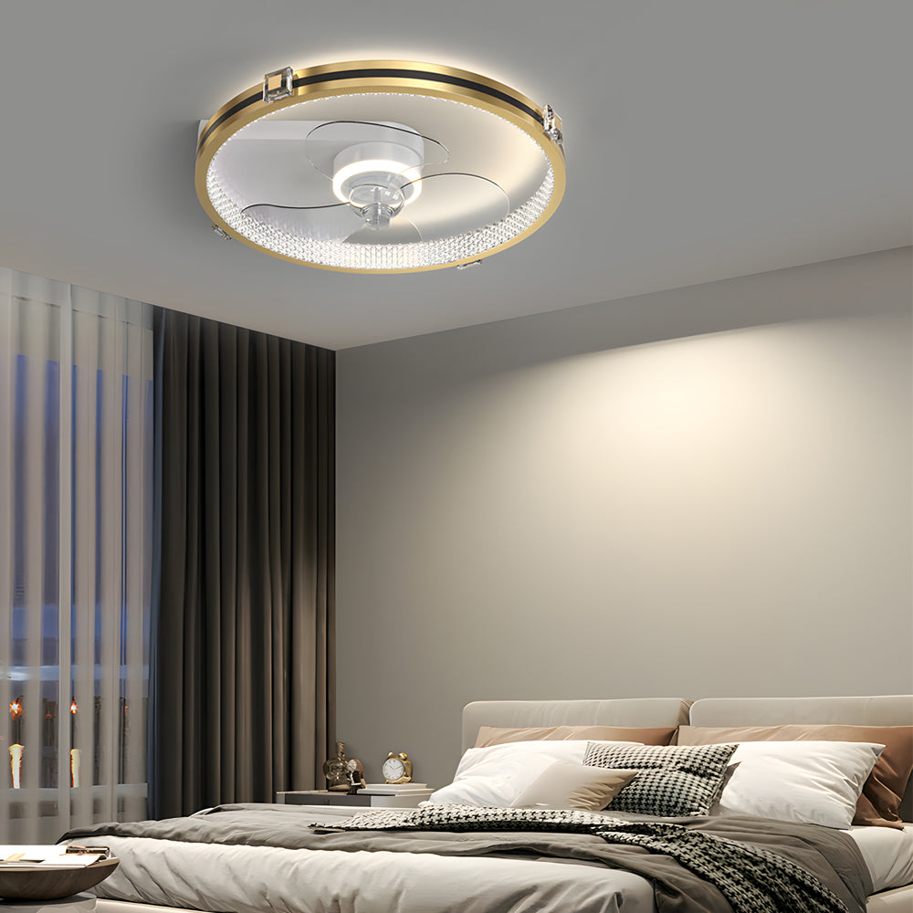 Creative Ring LED Three Step Dimming Mute Gold Modern Fans Ceiling with Lights - Dazuma