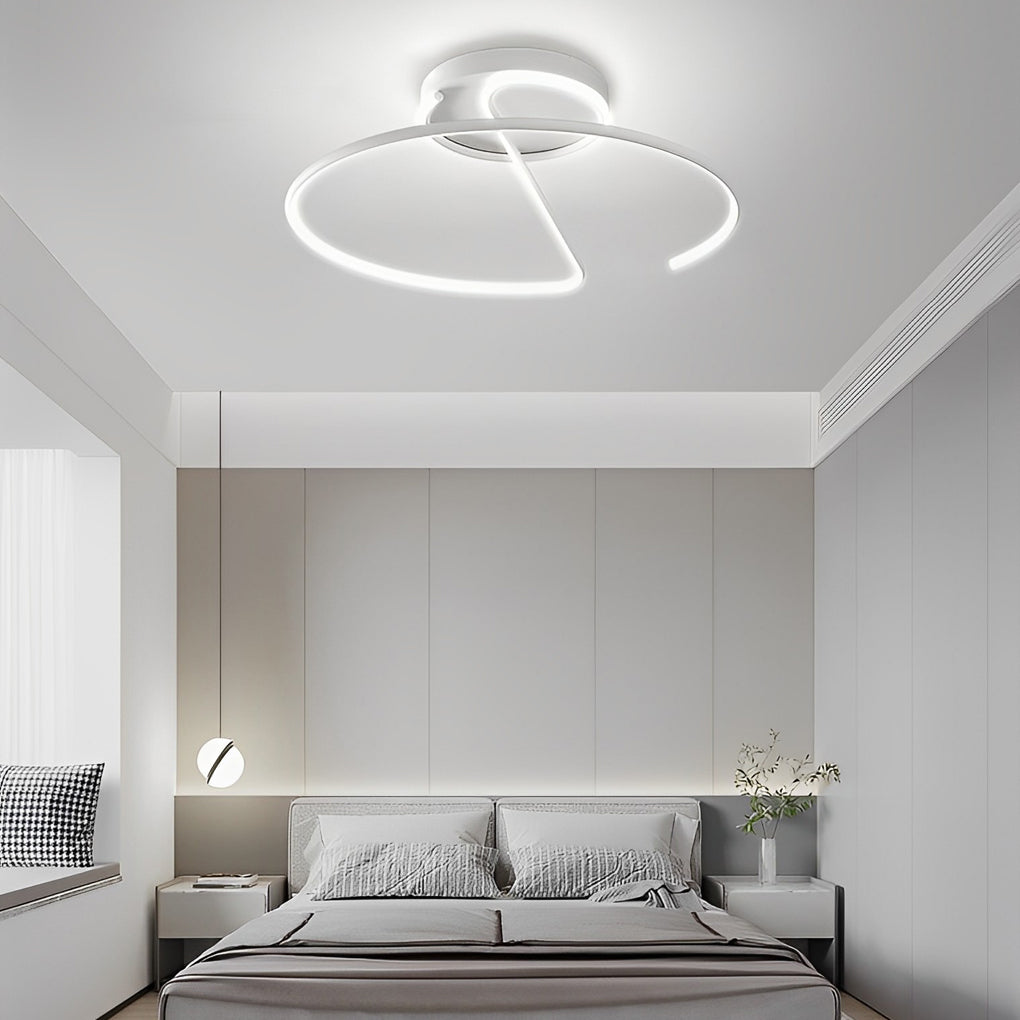 Semi Circle Streamlined Metal Dimmable LED Modern Ceiling Light Fixture