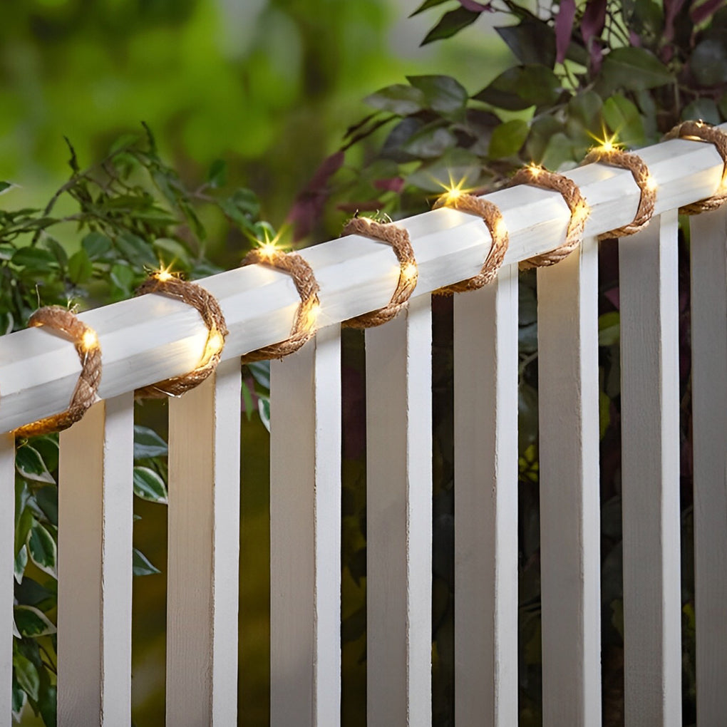 100 200 Lights Hemp Rope Decor Battery Operated Solar LED String Lights 100 200 lights hemp rope decor battery operated solar led string lights