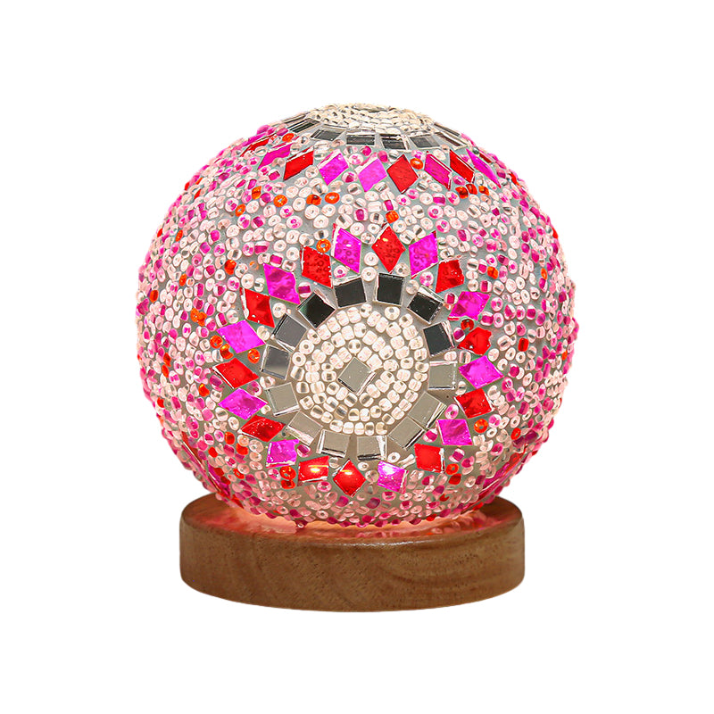 3.9'' Spherical LED Dimmable Glass Bohemian Baroque table lamp Mosaic Night Light