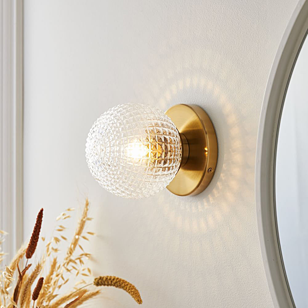Unique Glass Ball Copper Three Step Dimming LED Modern Wall Light Fixture - Dazuma