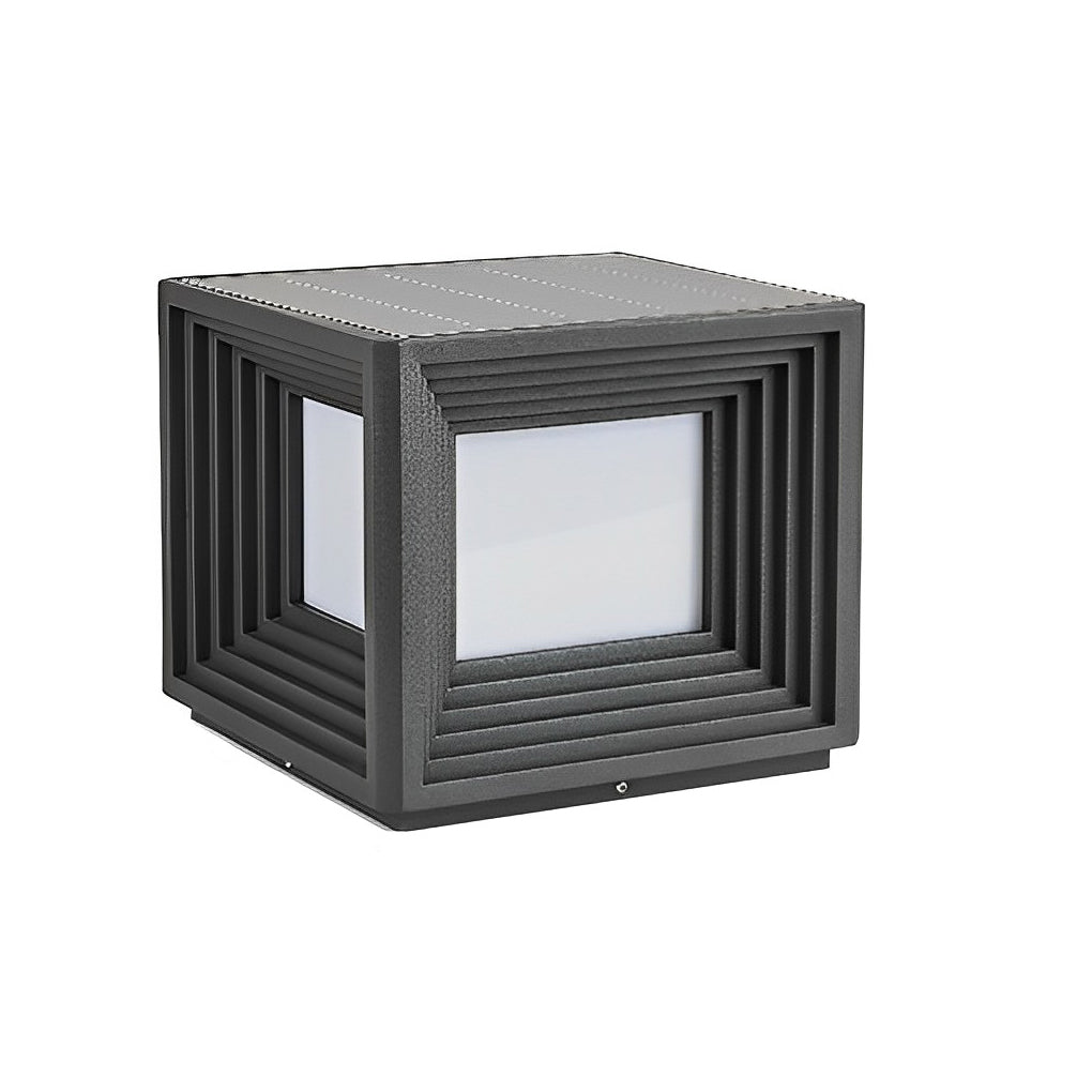 Square Creative Waterproof LED Black Modern Solar Post Caps Lights