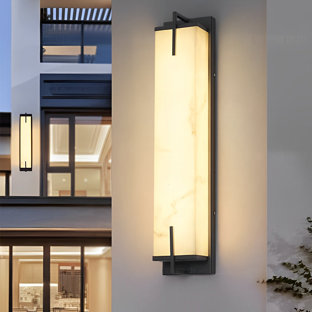 Resin Rectangular Waterproof LED Black Modern Outdoor Sconce Lighting - Dazuma