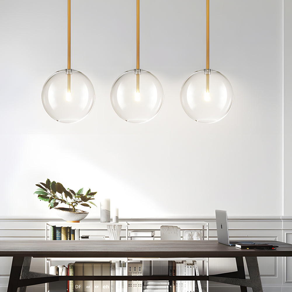 1-Light Clear Glass Globe Pendant Light Modern Hanging Lighting Fixture