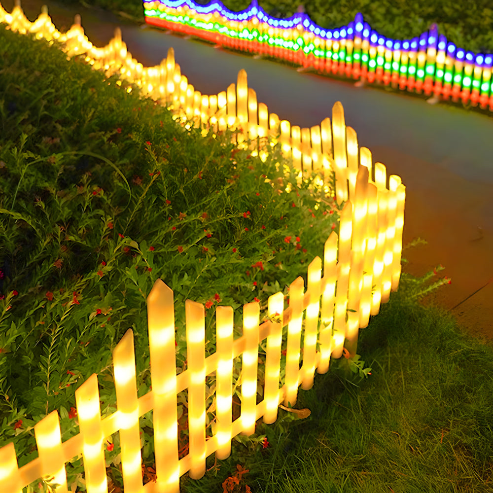 8-Piece 110'' Wave Shaped Solar LED Lighted Garden Fence Christmas - Dazuma