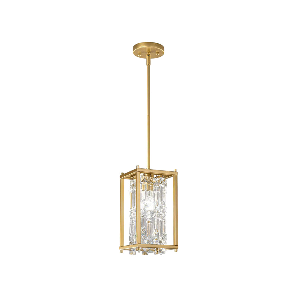 Round Square Iron Frame Crystal Shade Luxury Modern Chandelier Ceiling Lights