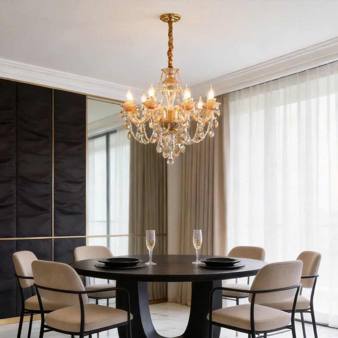 Luxury Glass Crystal Candlelight Retro European Style Chandelier