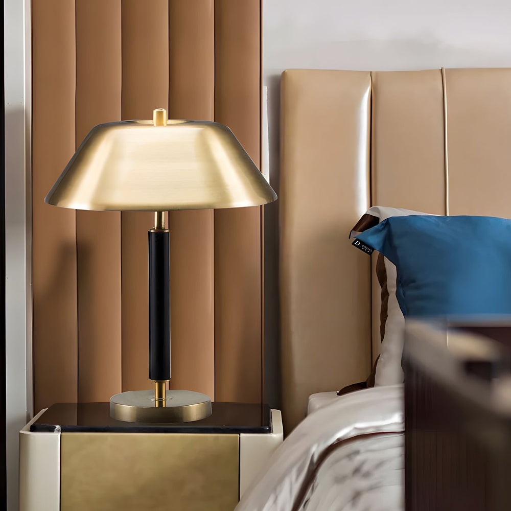 Modern Gold Bowl Metal Table Lamp for Living Room – 1 Head Nightstand Lighting - Dazuma