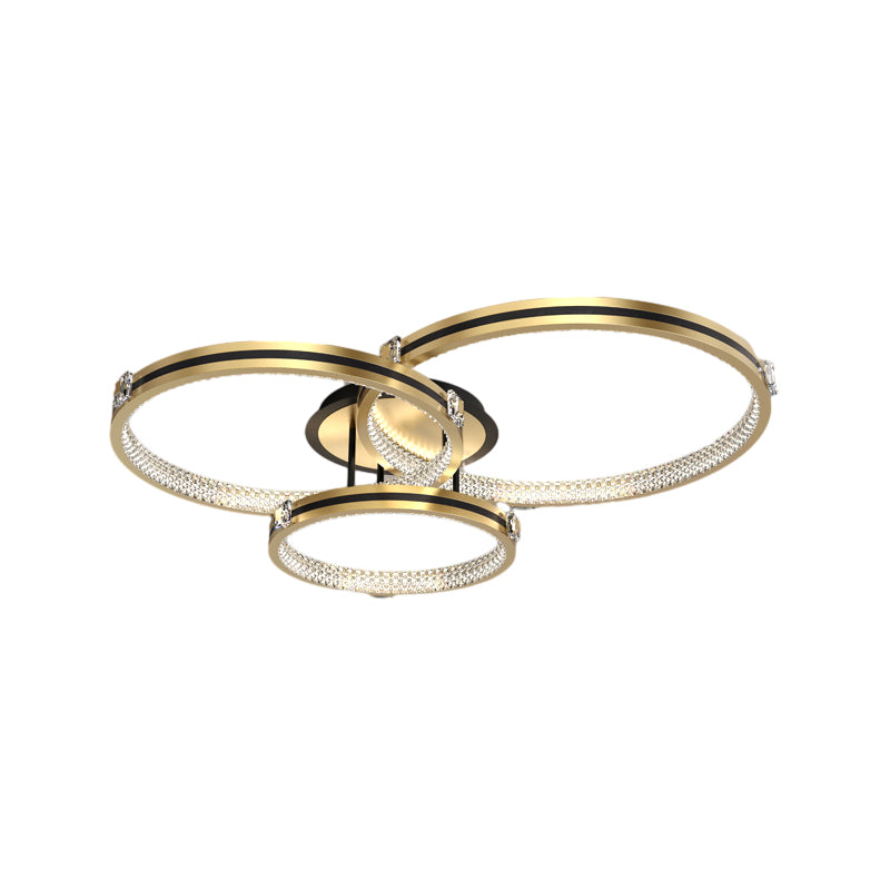 2/3/4 Rings Creative Step Dimming Brushed Gold Modern LED Ceiling Lights